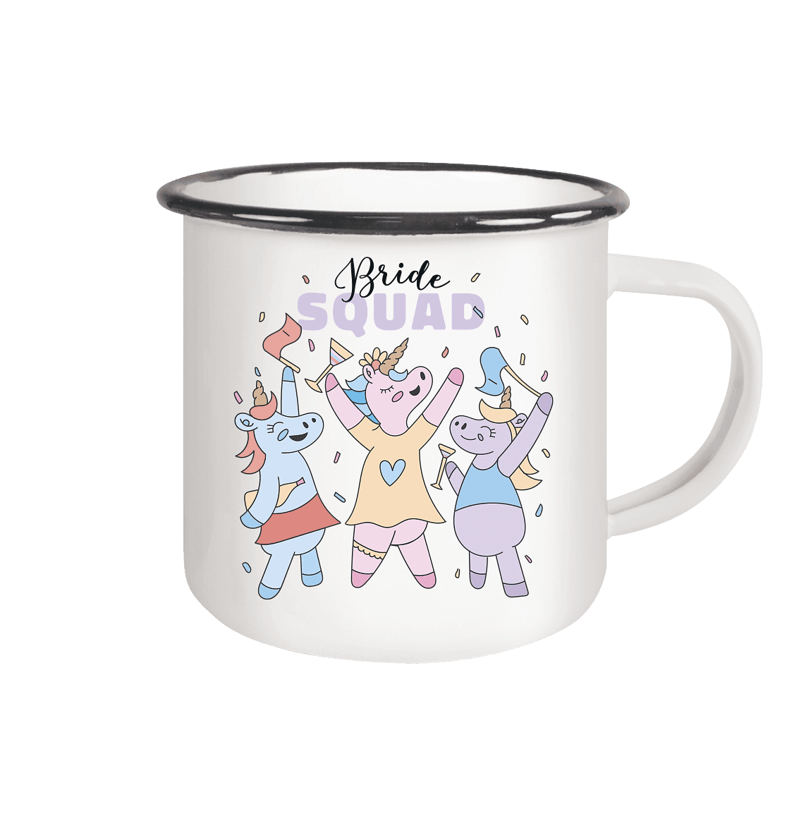 Jungesellinnenabschied Team Braut - Emaille Tasse (Black) - Online Kaufhaus München