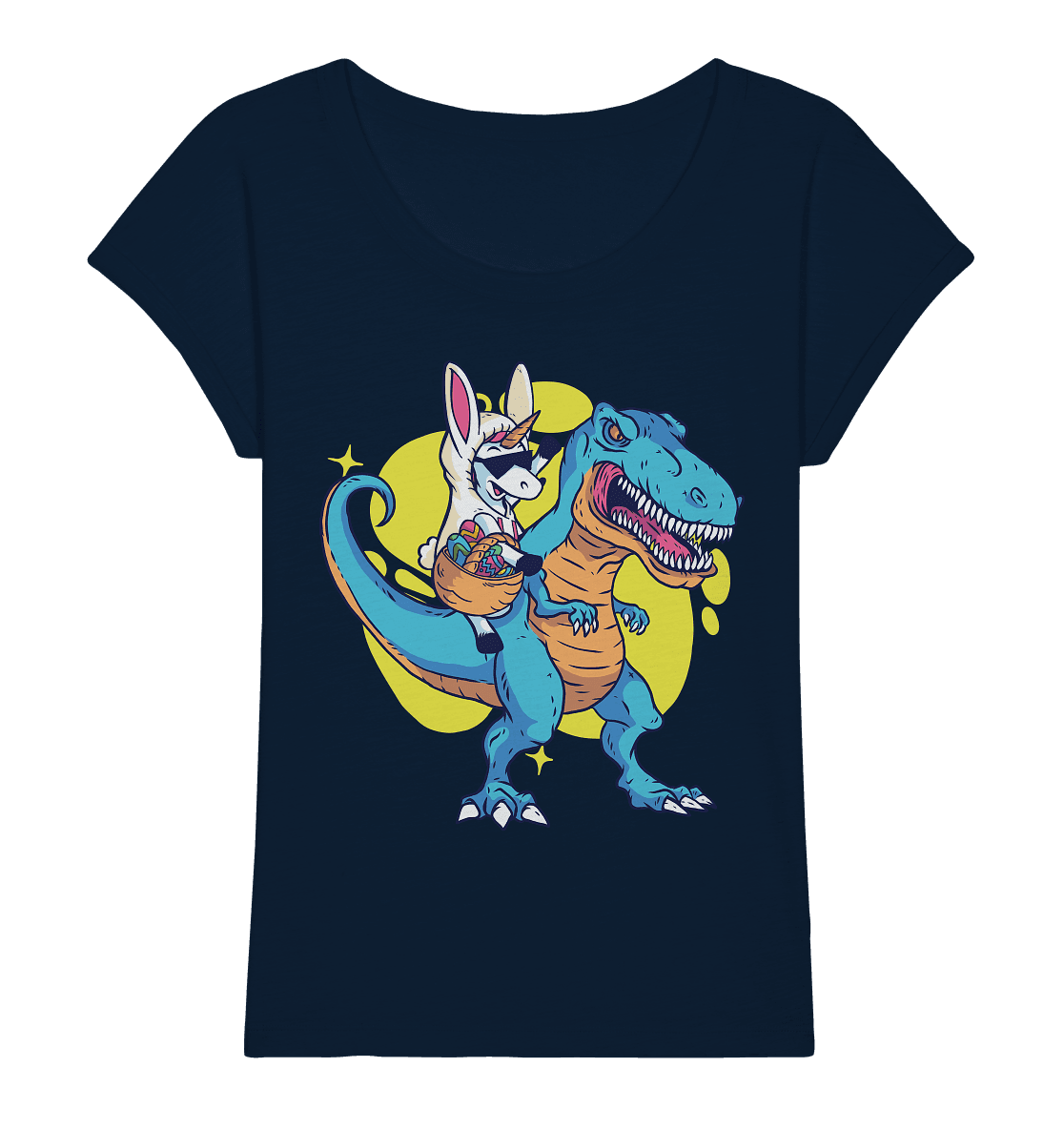 Ostern Einhorn mit Dinosaurier - Ladies Organic Slub Shirt - Online Kaufhaus München