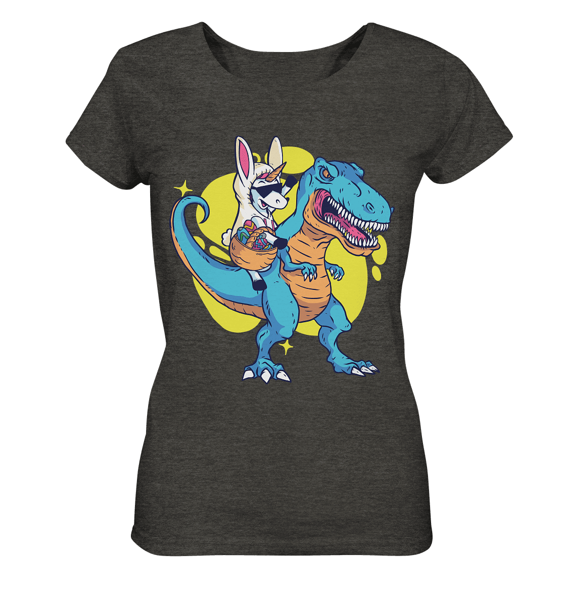 Ostern Einhorn mit Dinosaurier - Ladies Organic Shirt (meliert) - Online Kaufhaus München
