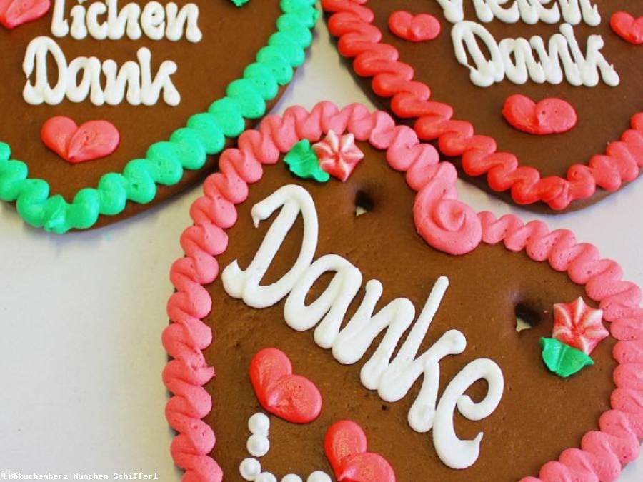 1 Lebkuchenherz , Lebkuchenherzen Spruch, Danke , Vielen Dank - Online Kaufhaus München