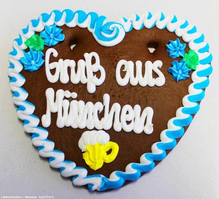 1 Lebkuchenherz , Lebkuchenherzen Spruch Gruß aus München - Online Kaufhaus München