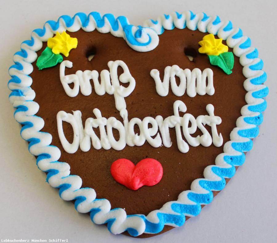 1 Lebkuchenherz, Lebkuchenherzen Spruch Gruß vom Oktoberfest - Online Kaufhaus München