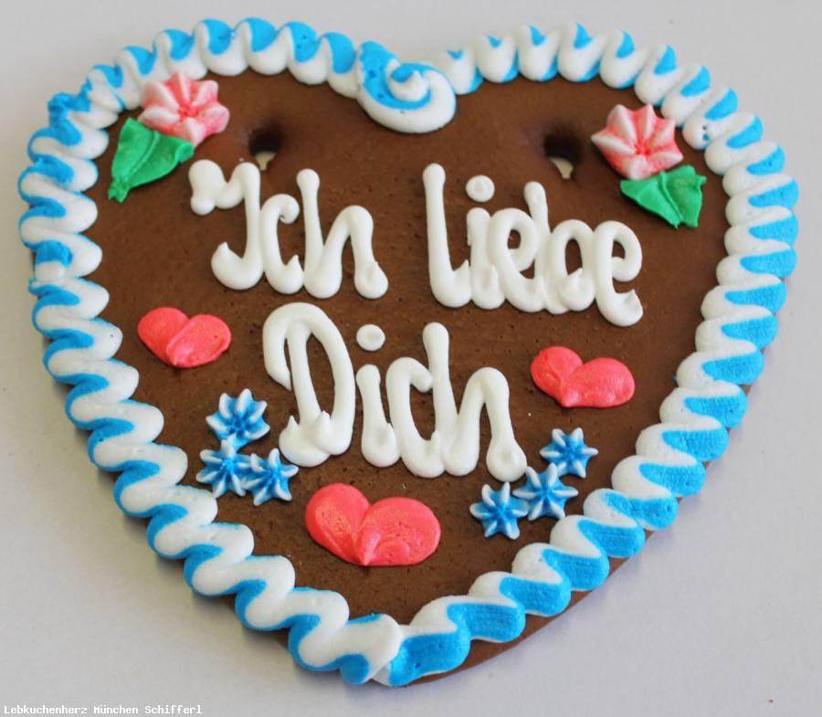 1 Lebkuchenherz , Lebkuchenherzen Spruch Ich lieb Dich ,blau/weiss 23 cm - Online Kaufhaus München