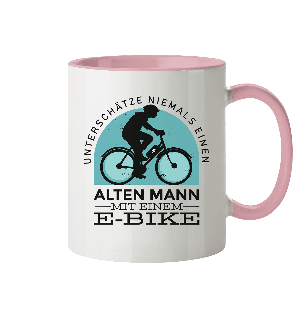 Alten Mann mit einem E-Bike - Tasse zweifarbig - Online Kaufhaus München