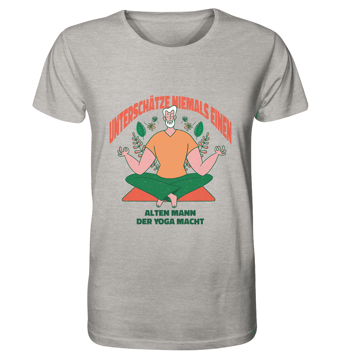 Unterschätze niemals einen alten Mann Yoga - Organic Shirt (meliert) - Online Kaufhaus München