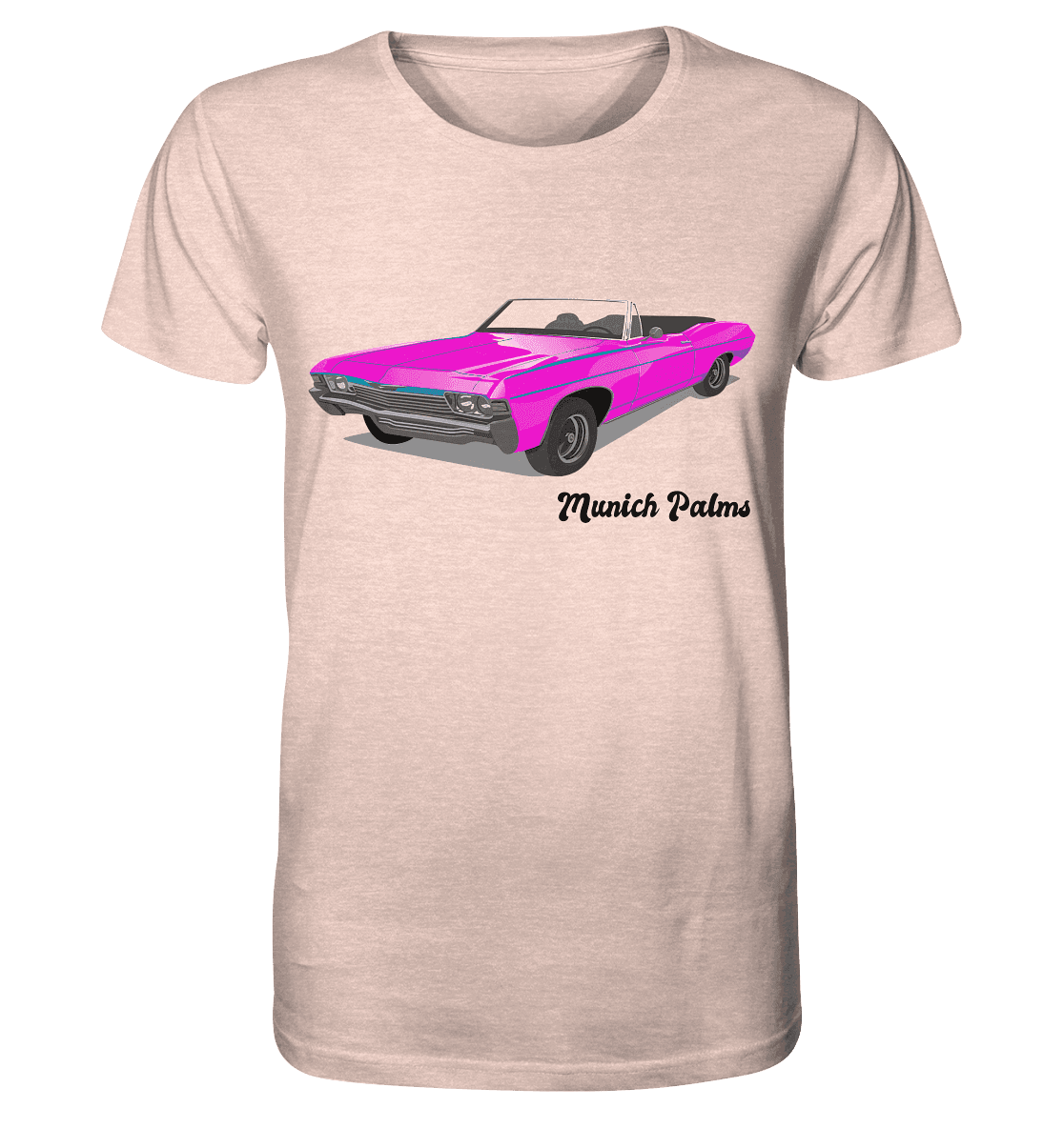Pink Retro Classic Car Oldtimer , Auto ,Cabrio by Munich Palms - Organic Shirt (meliert) - Online Kaufhaus München