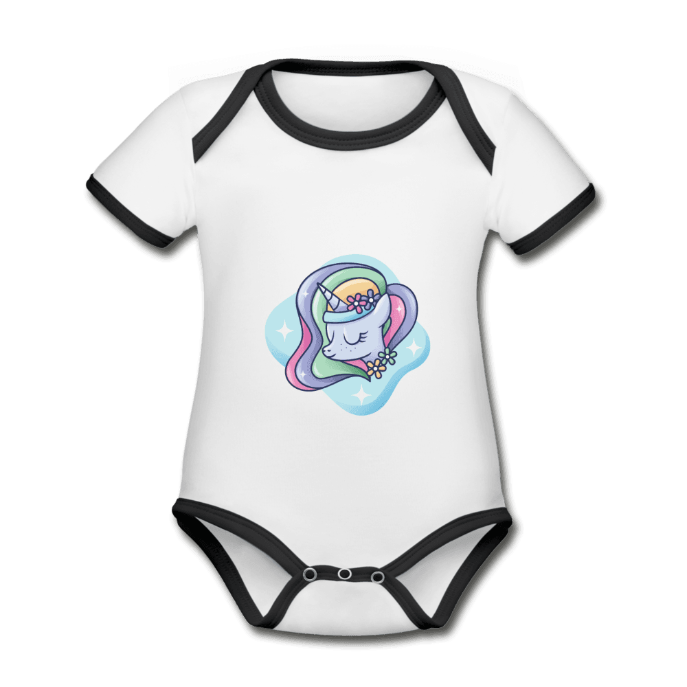 Baby Bio-Kurzarm-Kontrastbody schlafendes Einhorn Unicorn - Online Kaufhaus München