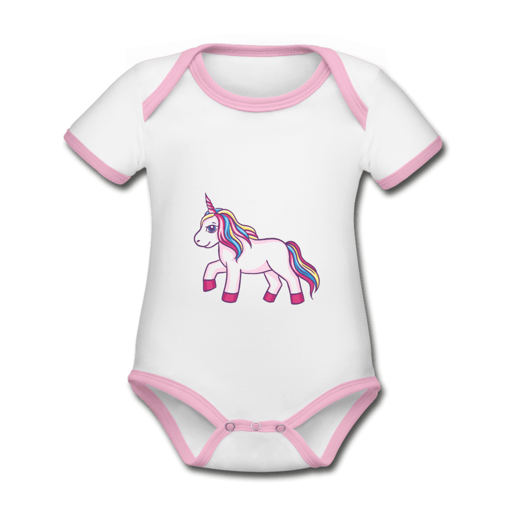 Baby Bio-Kurzarm-Kontrastbody Einhorn Unicorn - Online Kaufhaus München