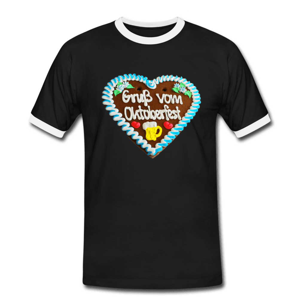 Herren - Männer Kontrast-T-Shirt Lebkuchenherz Gruß vom Oktoberfest - Online Kaufhaus München