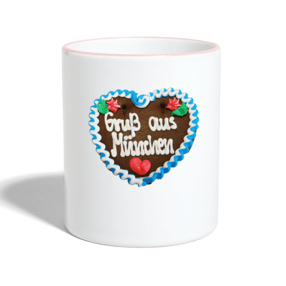 Tasse zweifarbig Lebkuchenherz Gruß aus München - Online Kaufhaus München