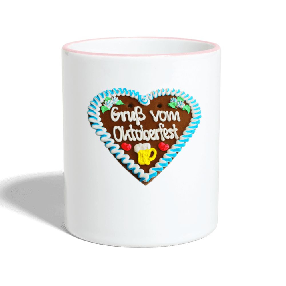 Tasse zweifarbig Lebkuchenherz Gruß vom Oktoberfest - Online Kaufhaus München