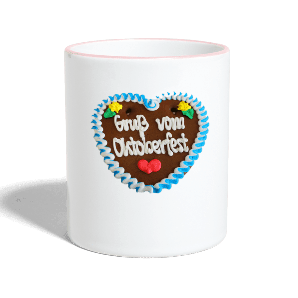 Tasse zweifarbig Lebkuchenherzl Gruß vom Oktoberfest - Online Kaufhaus München