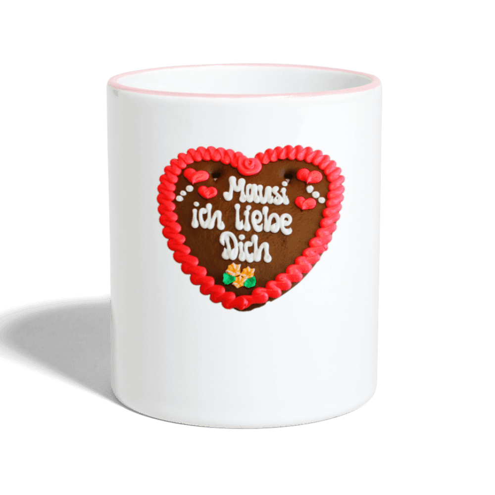 Tasse zweifarbig Lebkuchenherz Mausi ich liebe Dich - Online Kaufhaus München