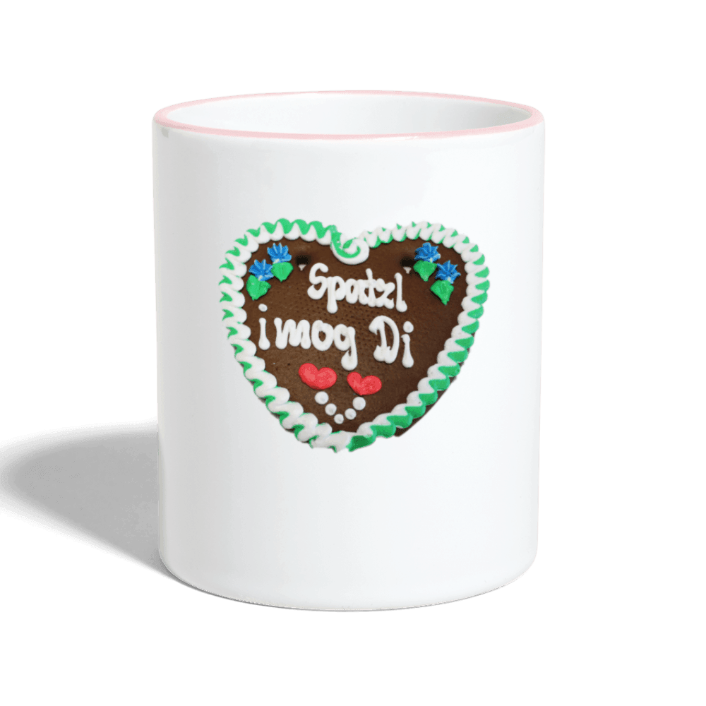 Tasse zweifarbig Lebkuchenherz Spatzl i mog Di - Online Kaufhaus München