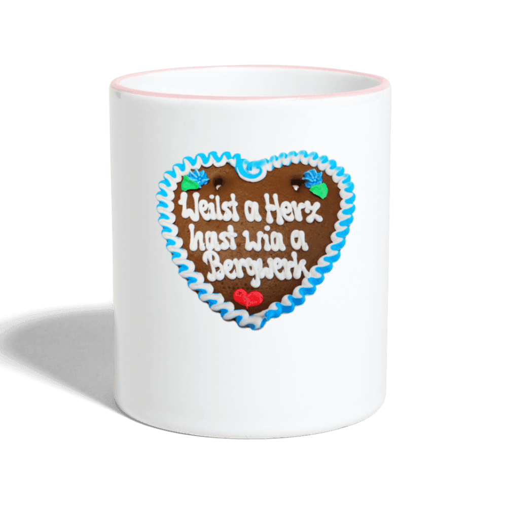 Tasse zweifarbig Lebkuchenherz Weilst a Herz hast wia a Bergwerk - Online Kaufhaus München