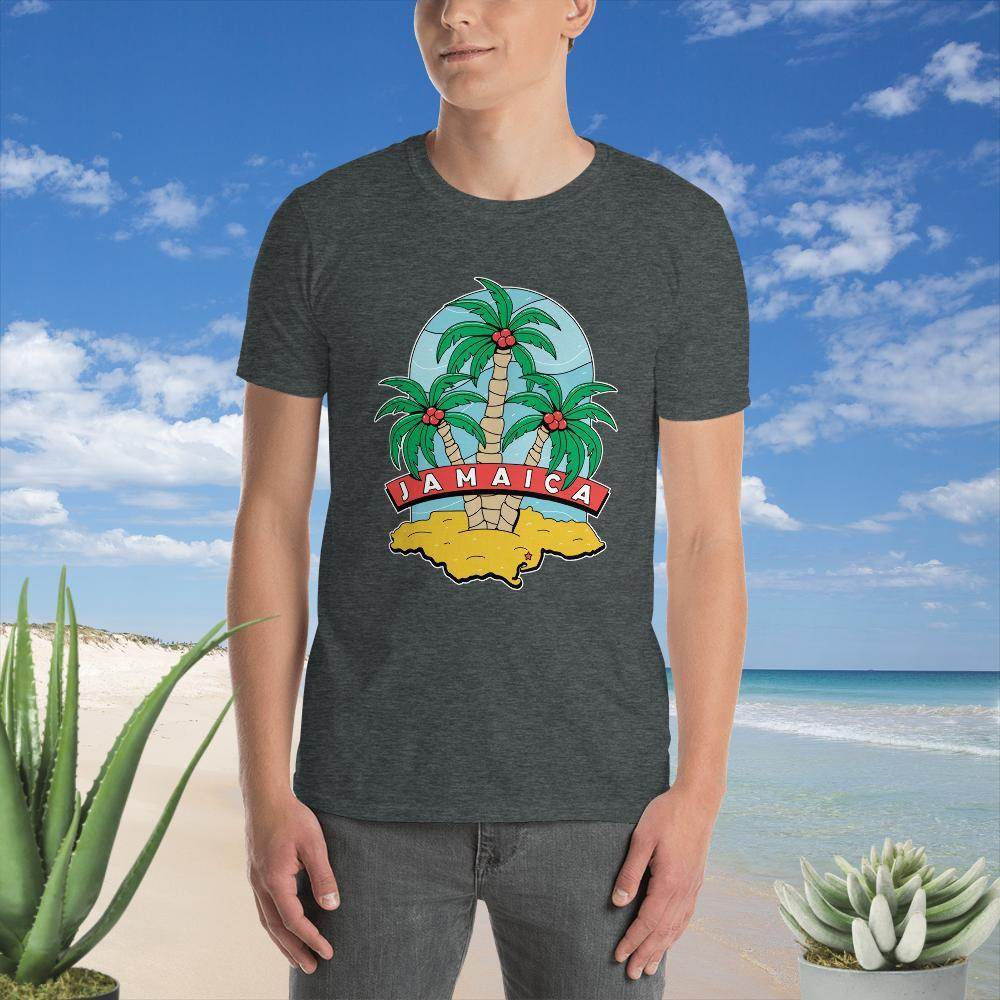 Kurzärmeliges Unisex-T-Shirt Jamaica mit Palmen - Online Kaufhaus München