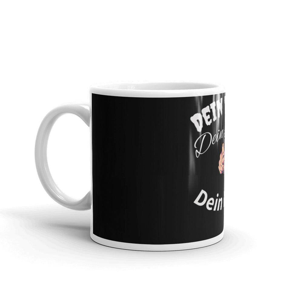 Weiß glänzende Tasse ,mit Druck nach Wunsch Logo,Text,Foto auch mit schwarzem Hintergrund - Online Kaufhaus München