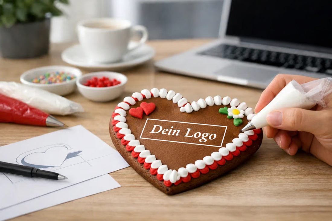 Lebkuchenherz mit Logo richtig gestalten