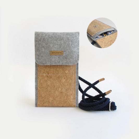 Shoulder bag for Samsung Galaxy S21 Plus | made of felt and organic cotton | light grey - bloom | model KEDJA