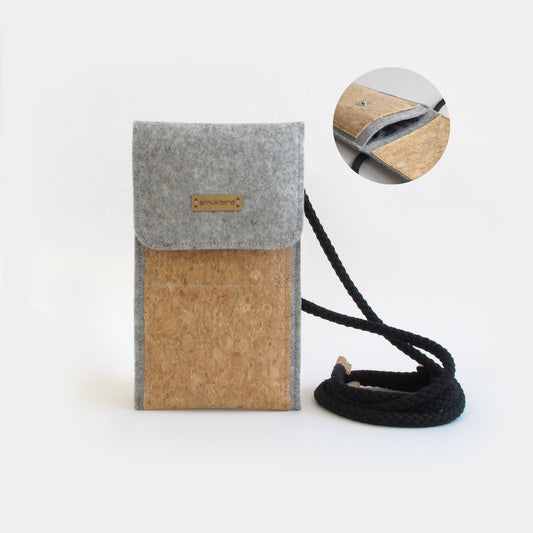 Shoulder bag for OnePlus Nord 3 | made of felt and organic cotton | light grey - tracks | model KEDJA