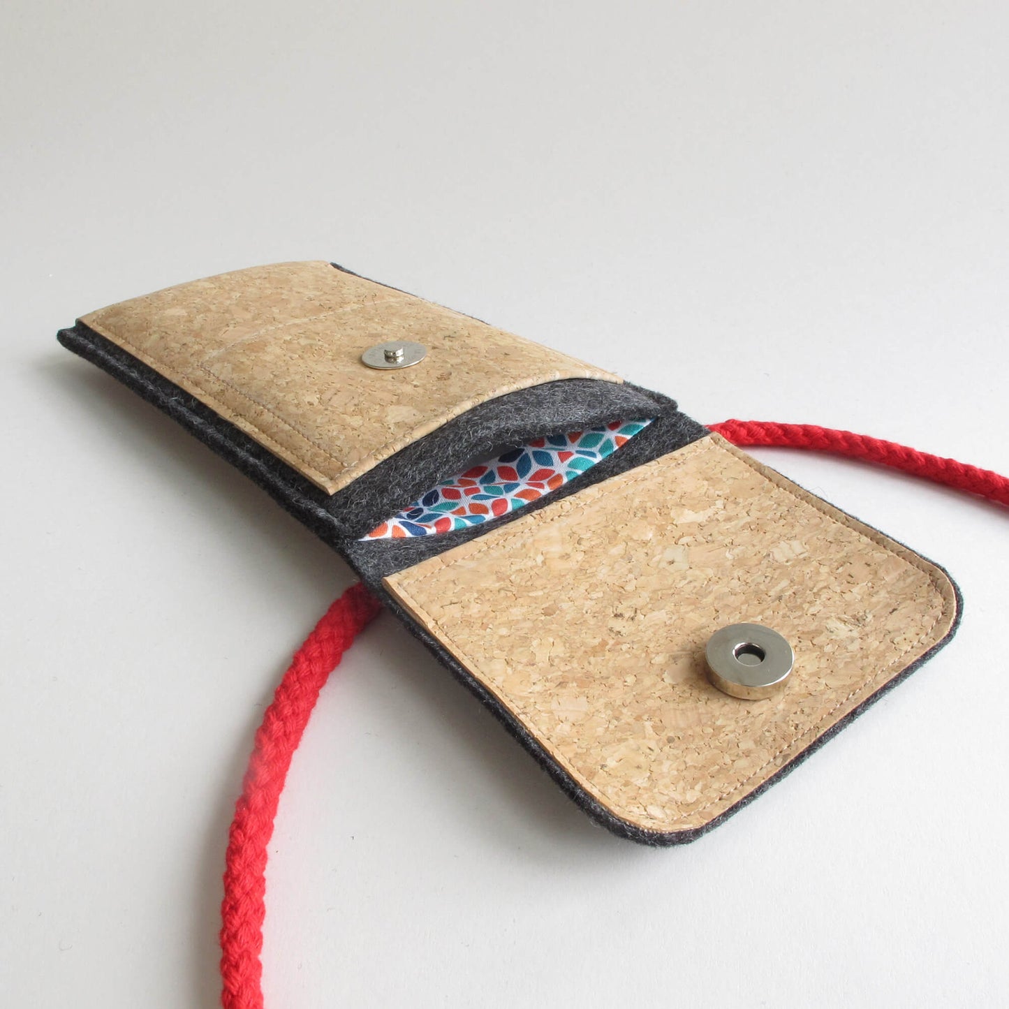 Shoulder bag for Samsung Galaxy S25 Ultra | made of felt and organic cotton | anthracite - colorful | model KEDJA