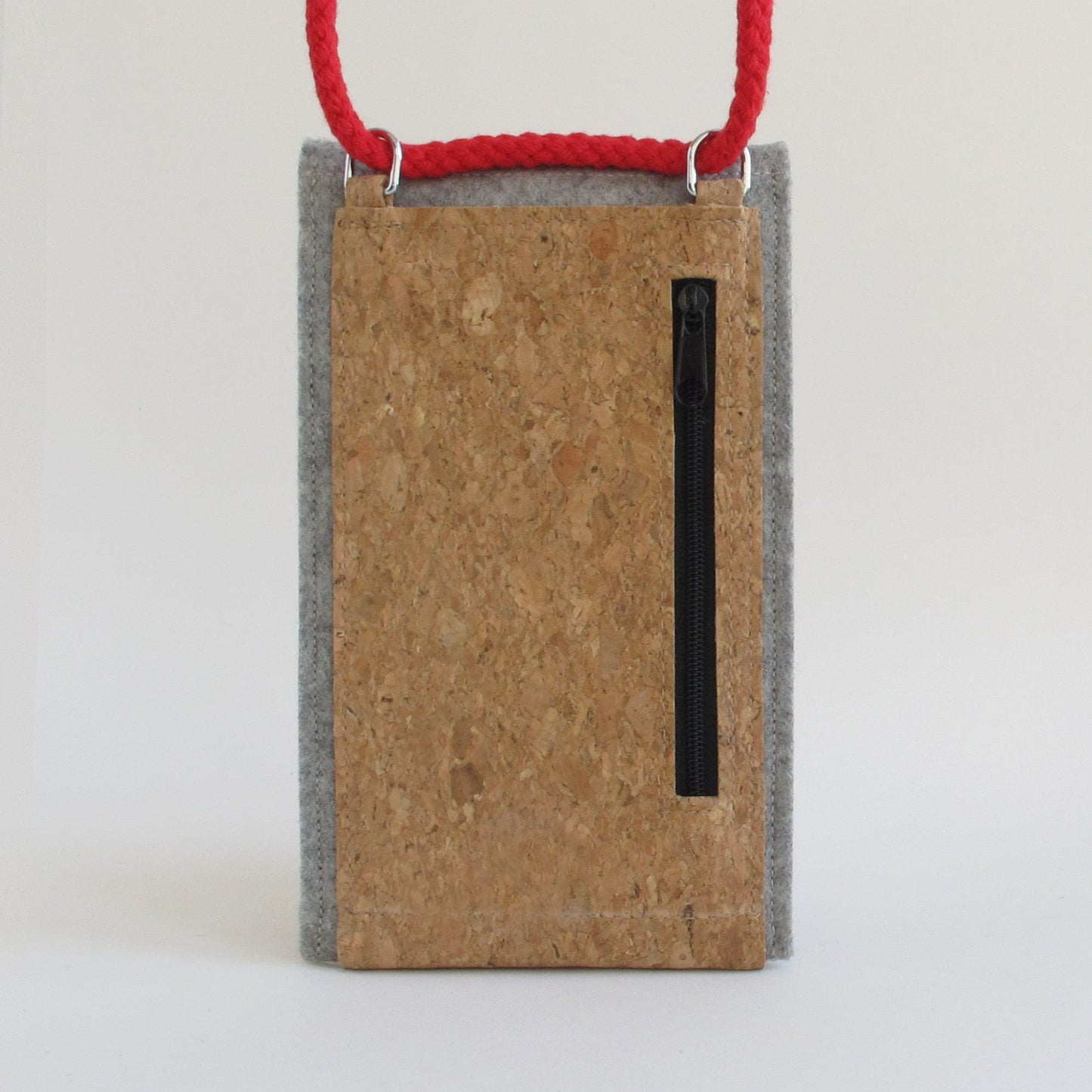 Shoulder bag for iPhone 15 Pro | made of felt and organic cotton | light grey - colorful | model KEDJA