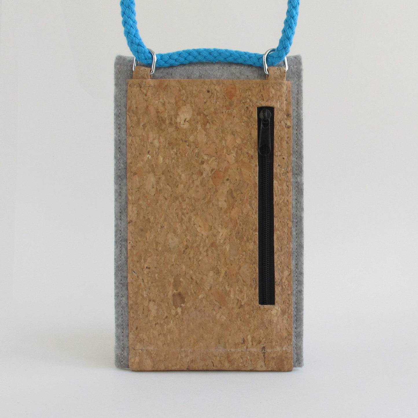 Umhängetasche für Google Pixel 6 | aus Filz und Bio-Baumwolle | hellgrau - shapes | Modell KEDJA