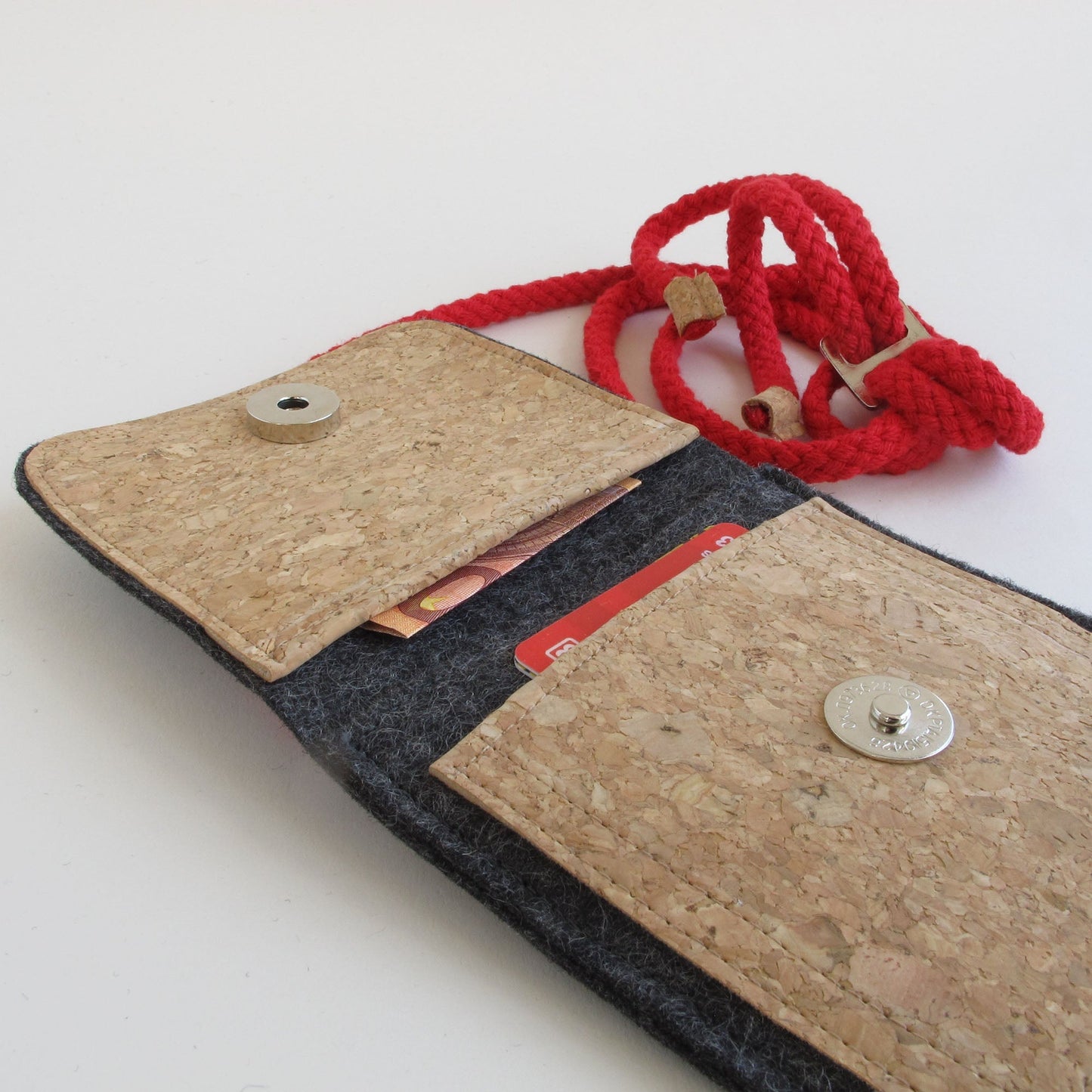 Shoulder bag for Samsung Galaxy S20 Plus | made of felt and organic cotton | anthracite - colorful | model KEDJA