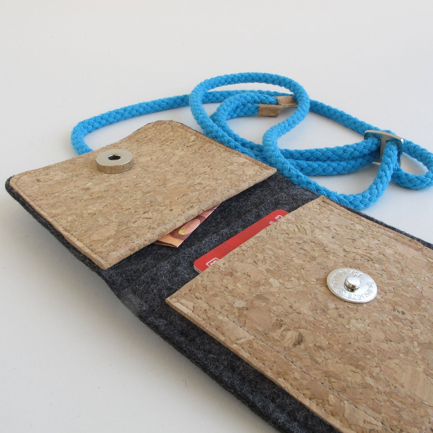 Shoulder bag for Samsung Galaxy S24 Plus | made of felt and organic cotton | anthracite - shapes | model KEDJA