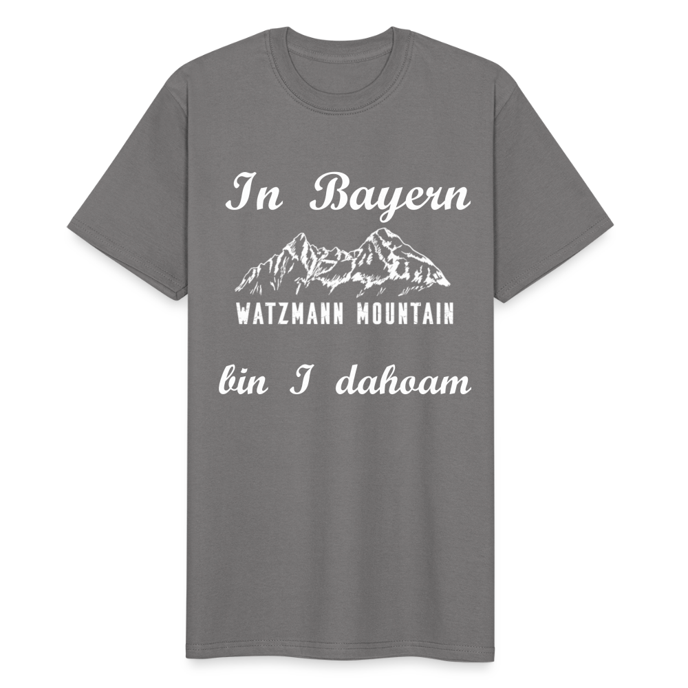 Herren - Männer Workwear T-Shirt bayrisch In Bayern bin I dahoam Watzmann Mountains - Grau