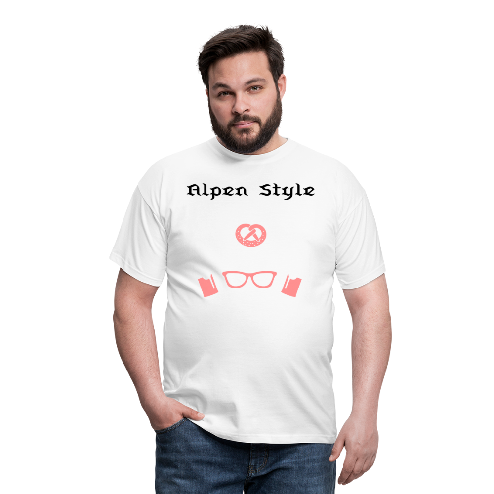 Herren - Männer T-Shirt bayrisch Alpen Style rot - Weiß