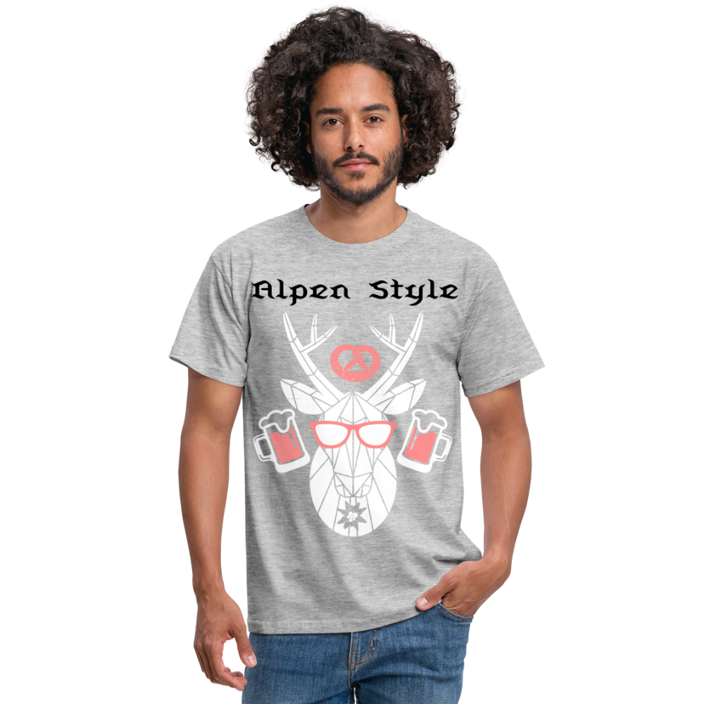 Herren - Männer T-Shirt bayrisch Alpen Style rot - Grau meliert