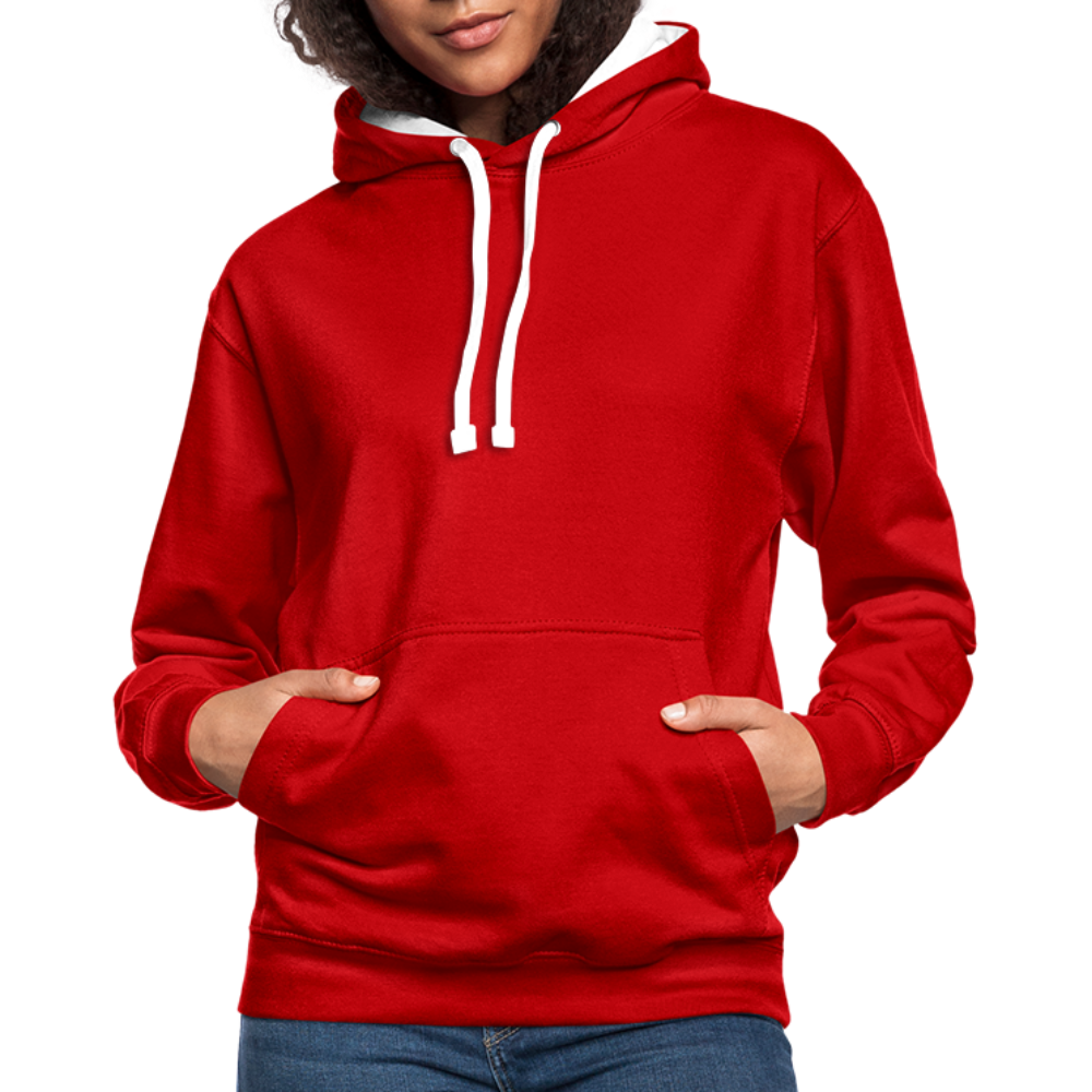 Rebellischer Herren Kontrast-Hoodie mit Totenkopf: Mach dich unverwechselbar - Rot/Weiß