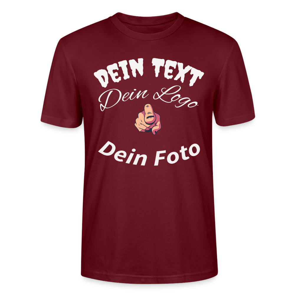 Herren - Männer Bio-T-Shirt  einzigartig wie du! Gestalte jetzt dein persönliches Design. - Burgunderrot