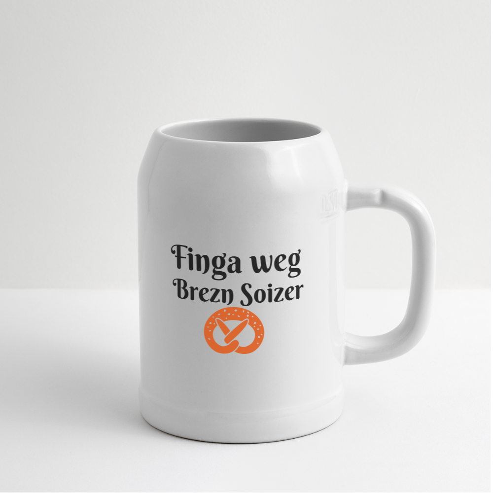 Bierkrug "Finga weg, Brezn Soizer": A echter bayerischer Klassiker! - Weiß