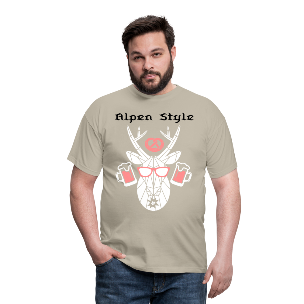 Herren - Männer T-Shirt bayrisch Alpen Style rot - Sandbeige