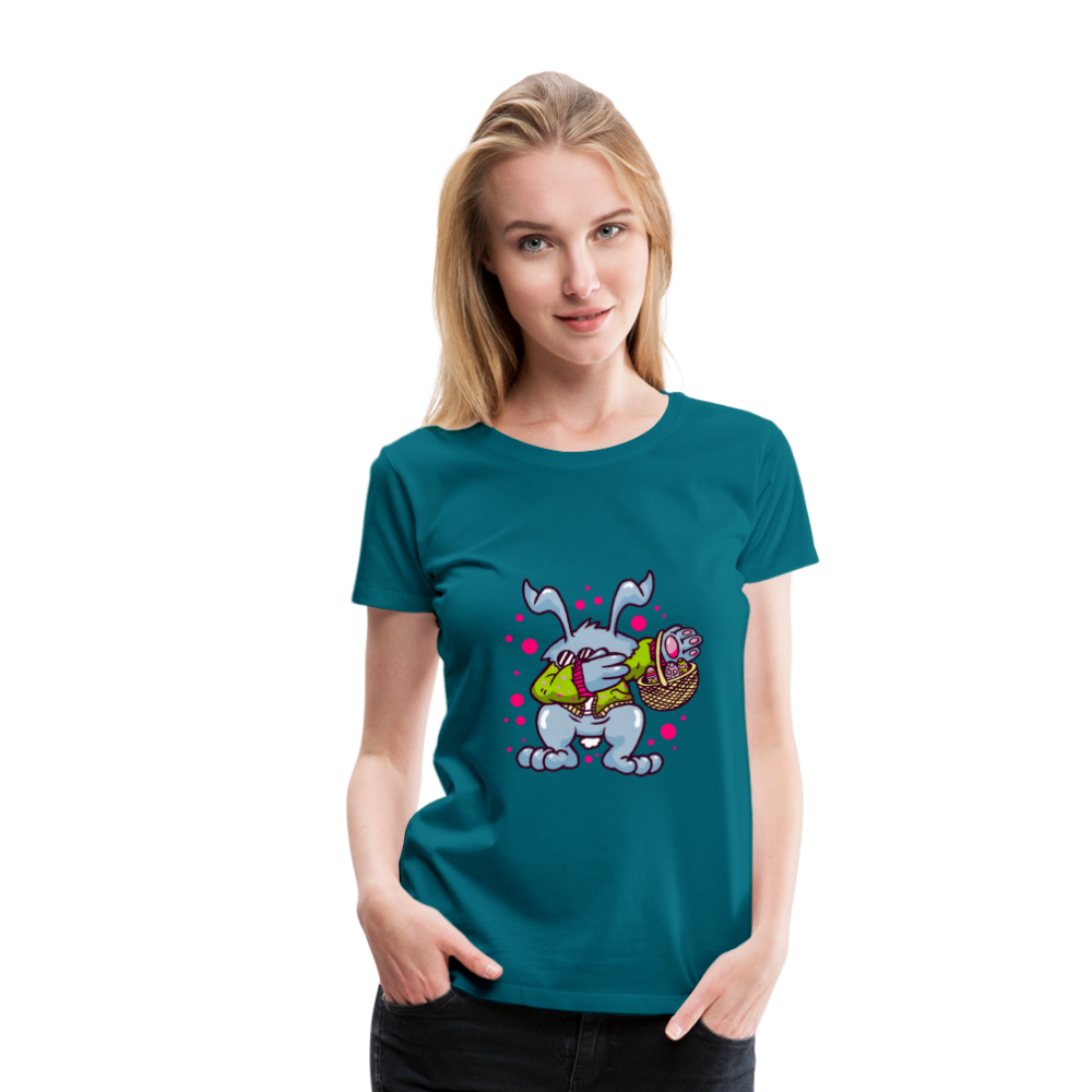 Hüpf in den Frühling: Unser süßes Damen Premium -T-Shirt mit Osterhasen-Motiv - Divablau