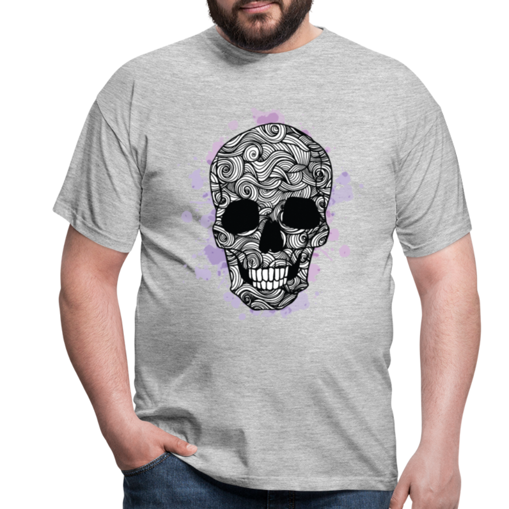 Dunkle Eleganz: Totenkopf-Herren T-Shirt für wahre Gothic-Fans - Grau meliert