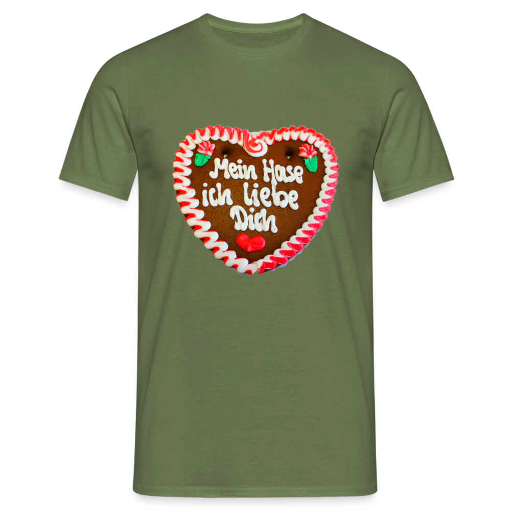 Herren - Männer T-Shirt Lebkuchenherz Mein Hase ich liebe Dich - Militärgrün