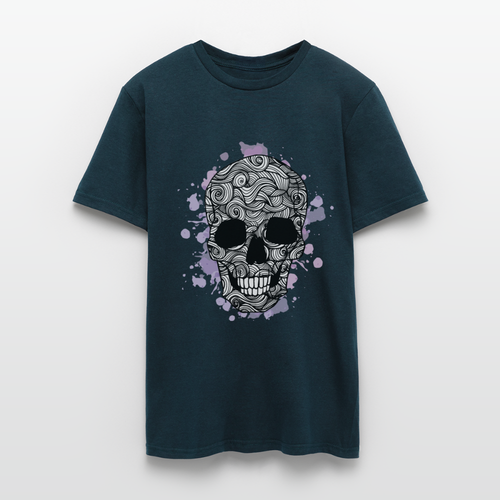 Dunkle Eleganz: Totenkopf- Herren T-Shirt für wahre Gothic-Fans - Navy