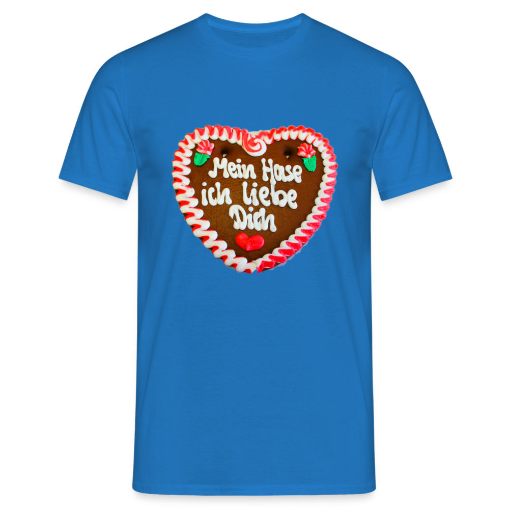 Herren - Männer T-Shirt Lebkuchenherz Mein Hase ich liebe Dich - Royalblau