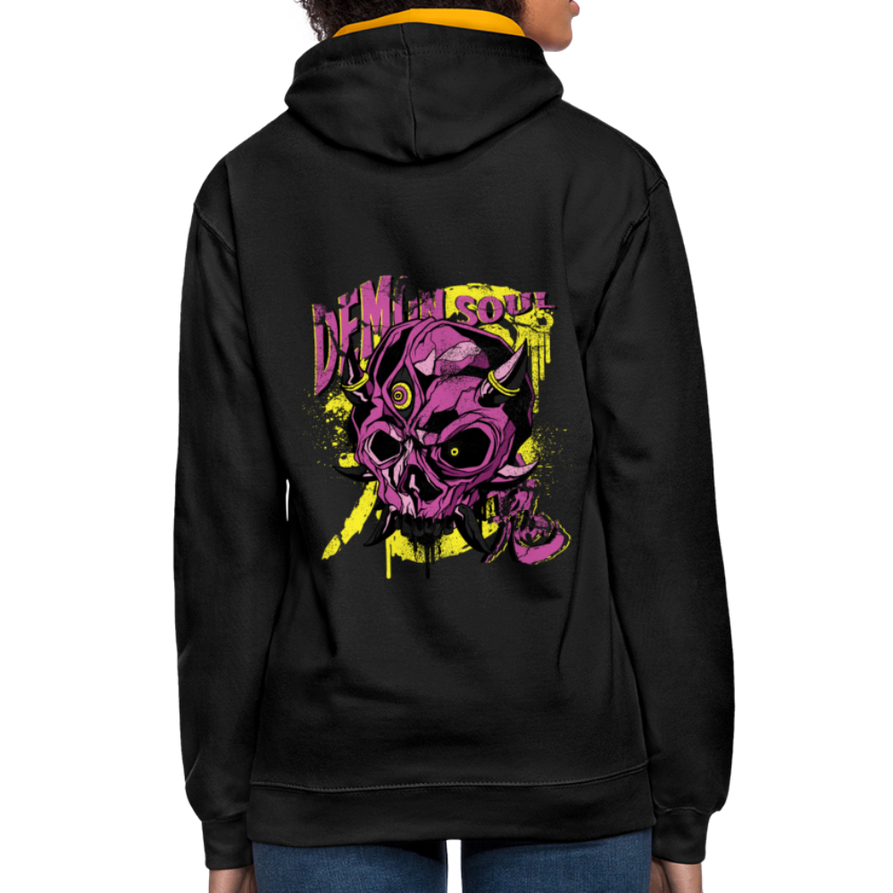 Gothic Herren Hoodie mit Dämonenschädel: Zeige deine dunkle Seite - Schwarz/Gold