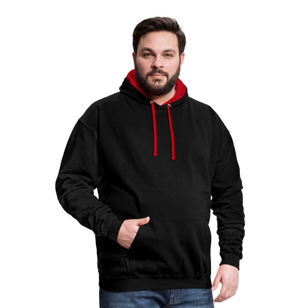 Rebellischer Herren Kontrast-Hoodie mit Totenkopf: Mach dich unverwechselbar - Schwarz/Rot