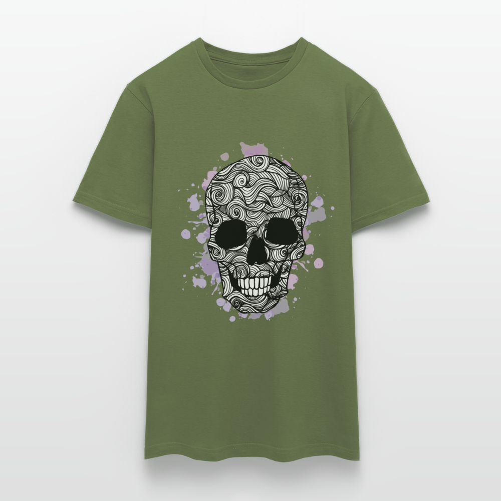 Dunkle Eleganz: Totenkopf- Herren T-Shirt für wahre Gothic-Fans - Militärgrün