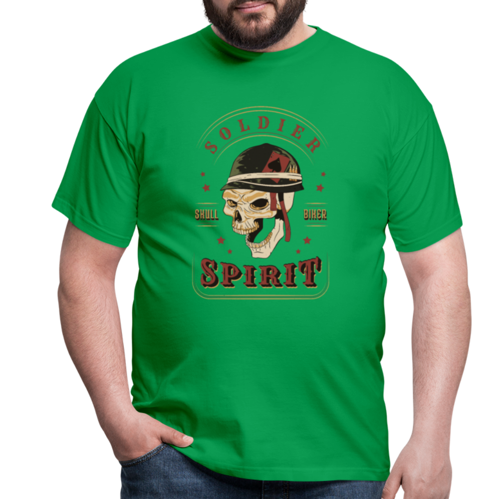 Unverwüstlich wie Stahl: Soldat-Totenkopf-Biker-Herren - T-Shirt für starke Männer - Kelly Green