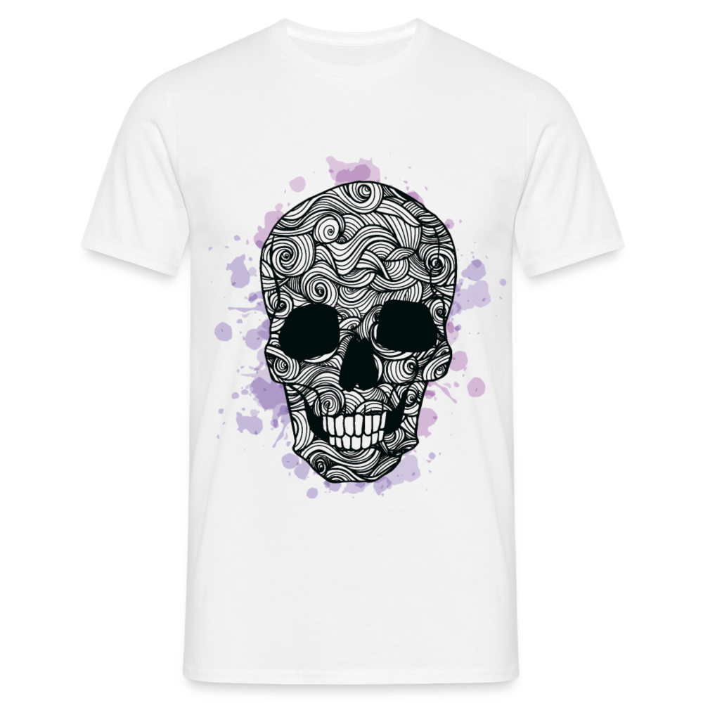 Dunkle Eleganz: Totenkopf- Herren T-Shirt für wahre Gothic-Fans - Weiß