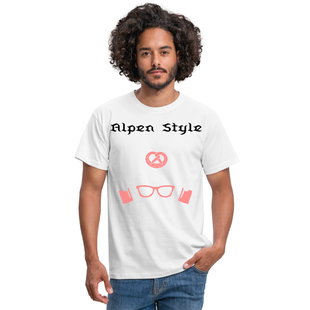 Herren - Männer T-Shirt bayrisch Alpen Style rot - Weiß