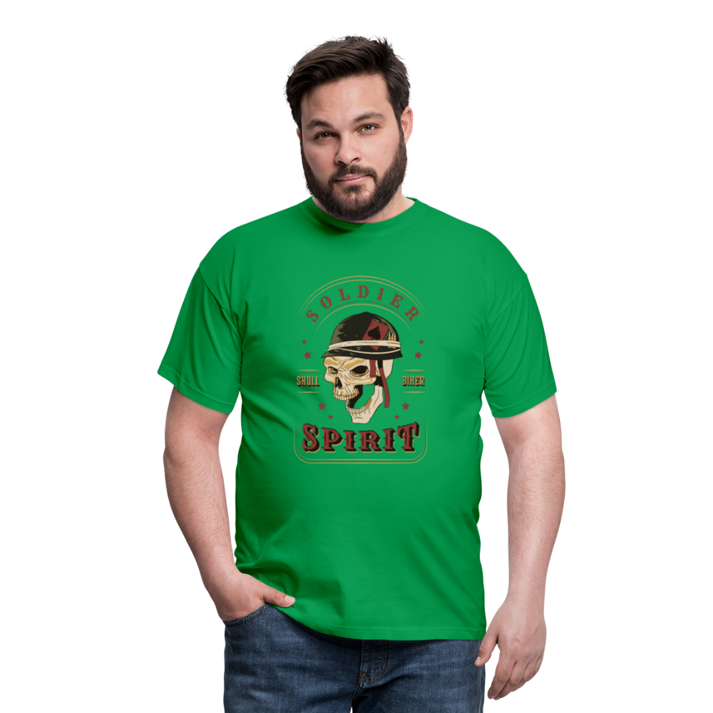 Unverwüstlich wie Stahl: Soldat-Totenkopf-Biker-Herren - T-Shirt für starke Männer - Kelly Green