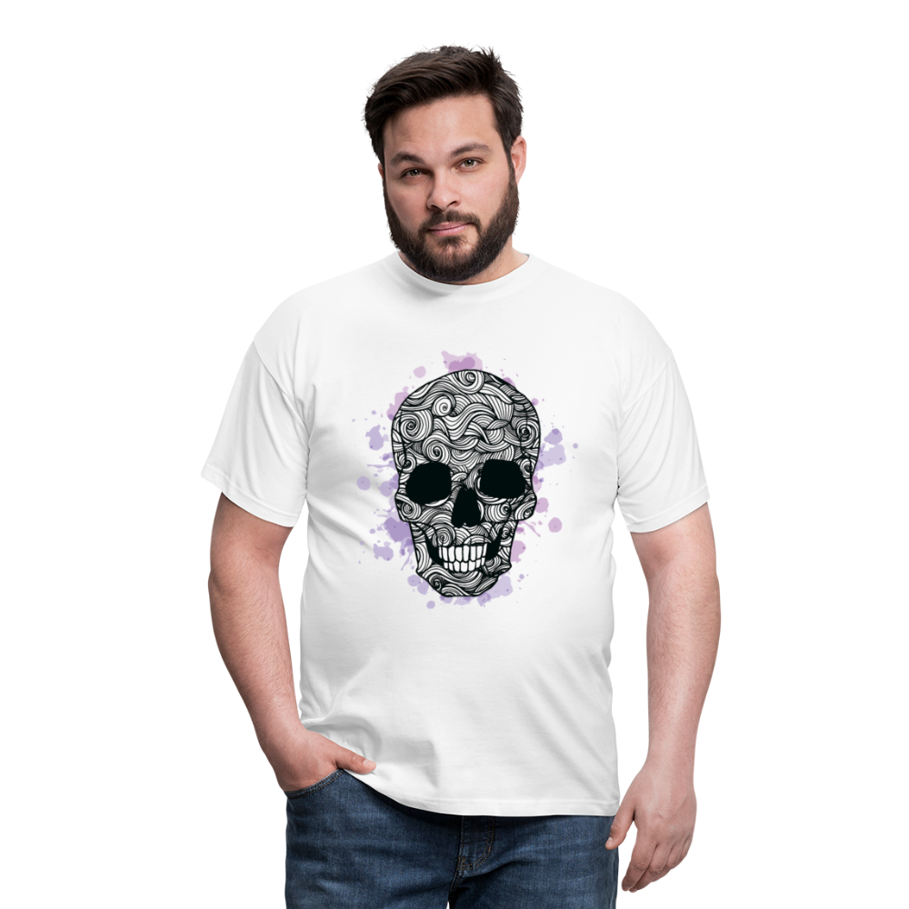 Dunkle Eleganz: Totenkopf- Herren T-Shirt für wahre Gothic-Fans - Weiß