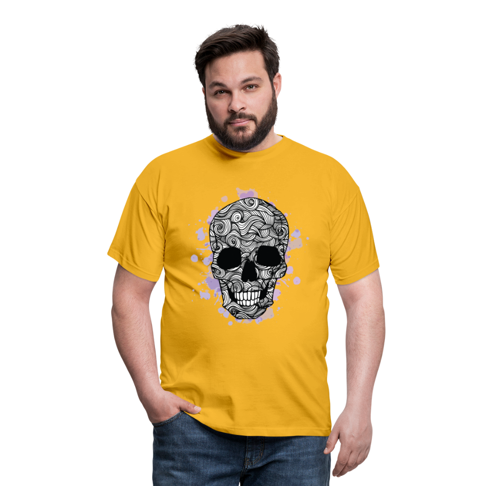 Dunkle Eleganz: Totenkopf- Herren T-Shirt für wahre Gothic-Fans - Gelb